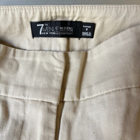 7th Ave. New York Women Khaki Pants size 8 Formal Wide Leg Light Beige - Picture 8 of 11
